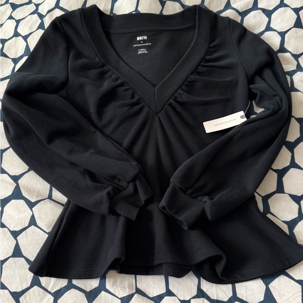 Maeve by Anthropologie black pullover peplum blouse